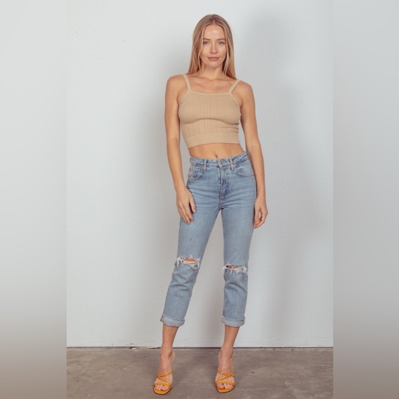 VERY J Cable Knit Seamless Cropped Cami - Picture 5 of 5